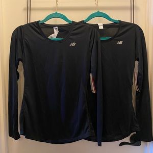 Two New Balance Women's Accelerate Long Sleeve Tee Black Running Yoga Small
